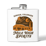 Mile High Spirits Flask — Retro Building 6oz Stainless Steel Hip Flask